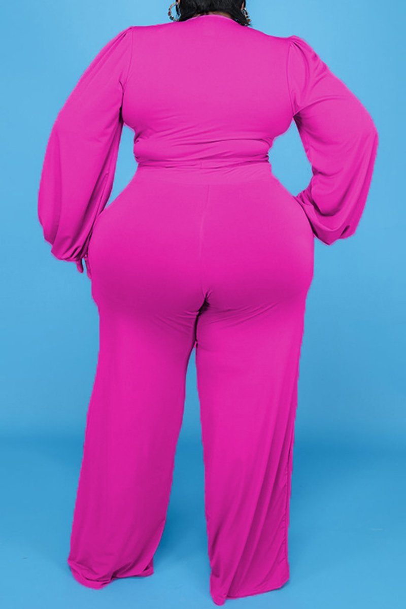 Plus Size Deep V-Neck Strapped Two Piece Sets