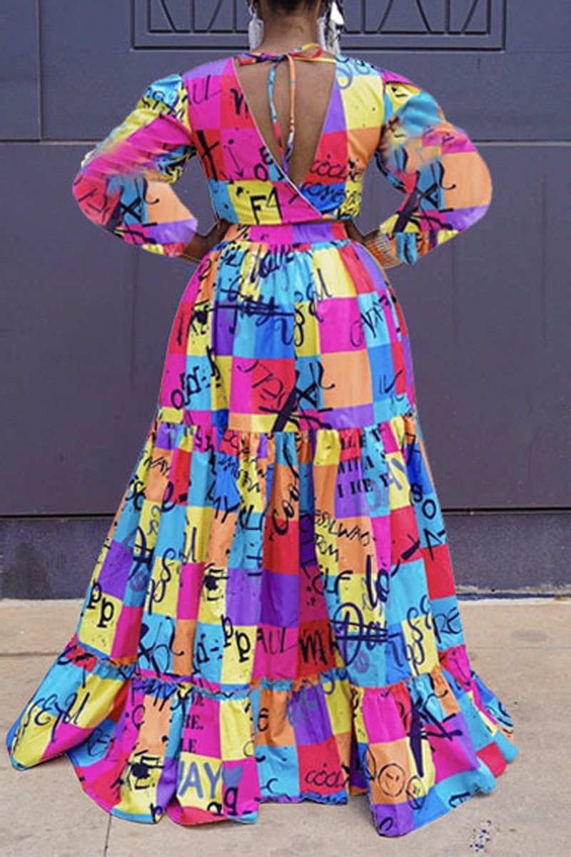 Plus Size Color Block Letter Print Two Piece Sets