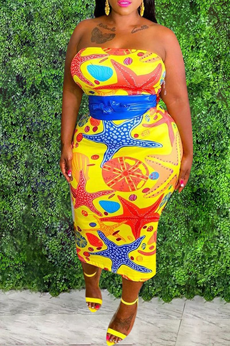 Plus Size Digital Print Long Sleeve Two Piece Sets