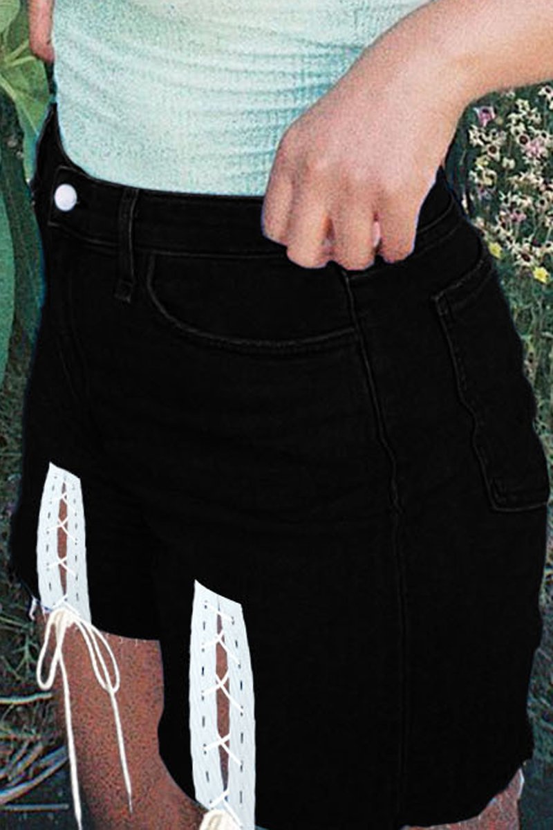 Plus Size Denim Bandage High Waist Shorts