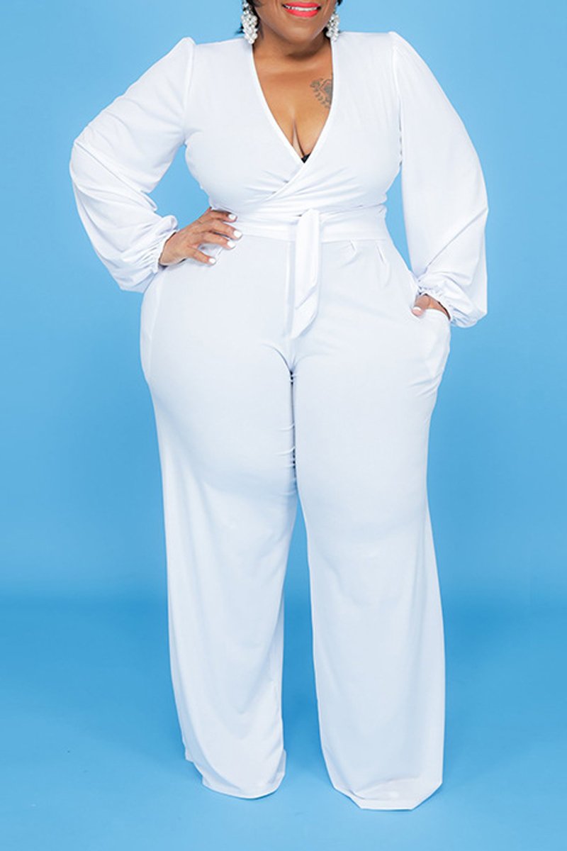 Plus Size Deep V-Neck Strapped Two Piece Sets
