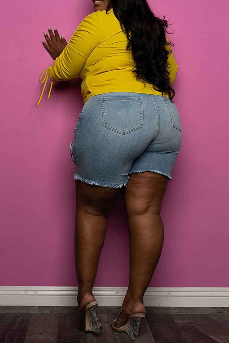 Plus Size Drawstring Solid Color Long Sleeve Top