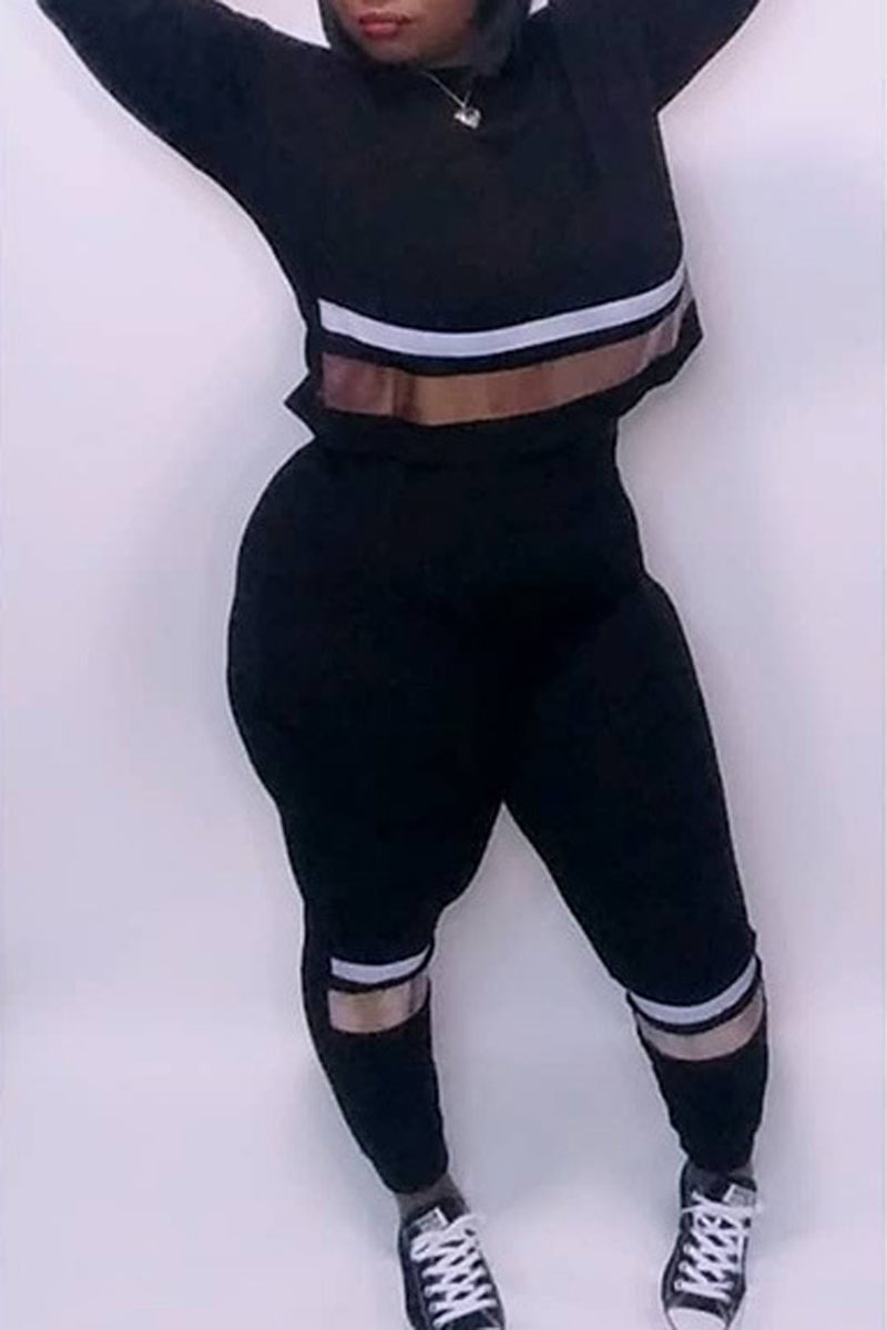 Plus Size Color Patchwork Two Piece Sets