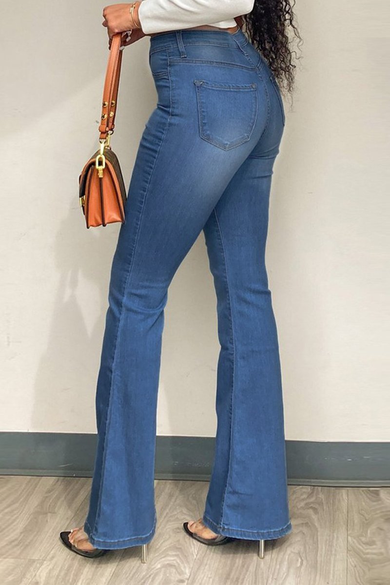 Plus Size Denim Hole Distressed Slit Jeans