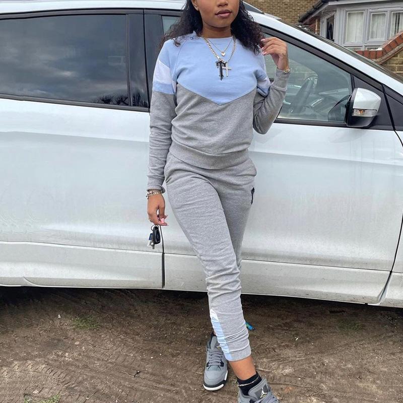 Plus Size Color Block Sports Top & Pants