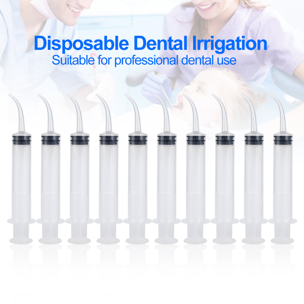 50Pc Disposable Dental Irrigation Syringe Curved Tip Clear Utility Hobby Tool 12CCInjector Oral Care Tooth Whitening Instruments