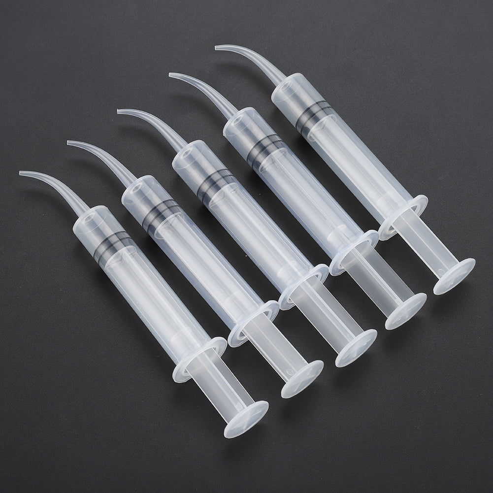 50Pc Disposable Dental Irrigation Syringe Curved Tip Clear Utility Hobby Tool 12CCInjector Oral Care Tooth Whitening Instruments