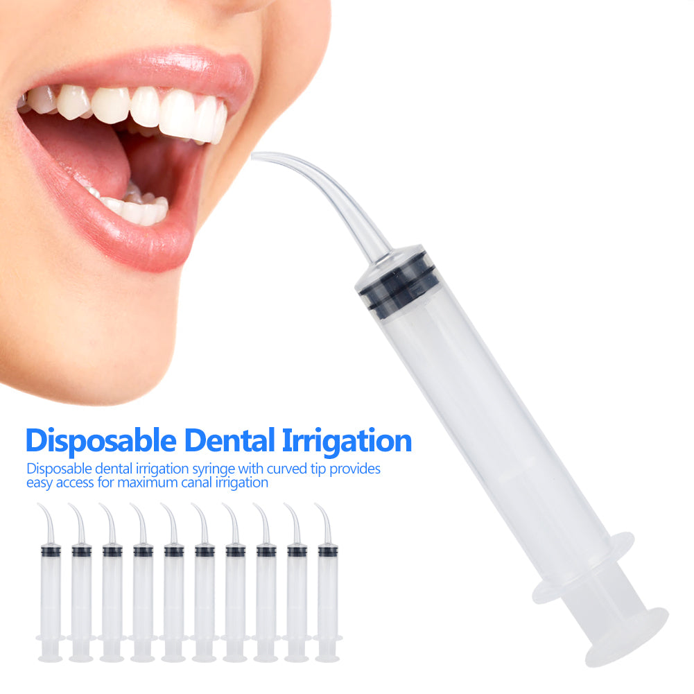 50Pc Disposable Dental Irrigation Syringe Curved Tip Clear Utility Hobby Tool 12CCInjector Oral Care Tooth Whitening Instruments