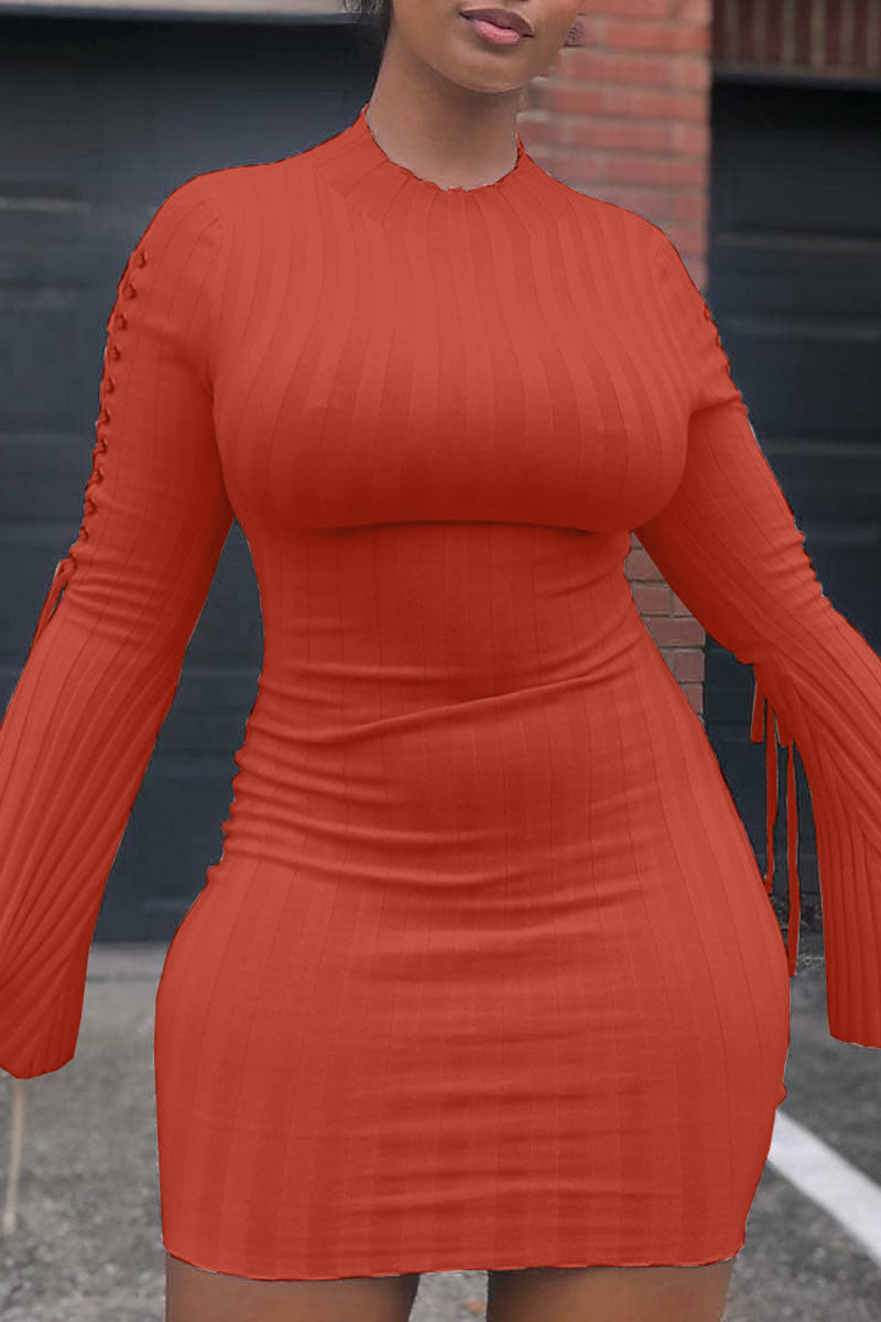 Plus Size Eyelet Detail Lace Up Mini Dress