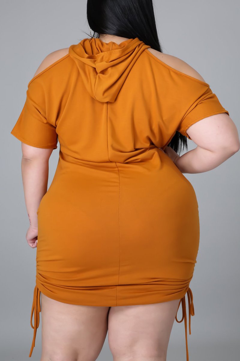 Plus Size Cold Shoulder Hooded Collar Dress
