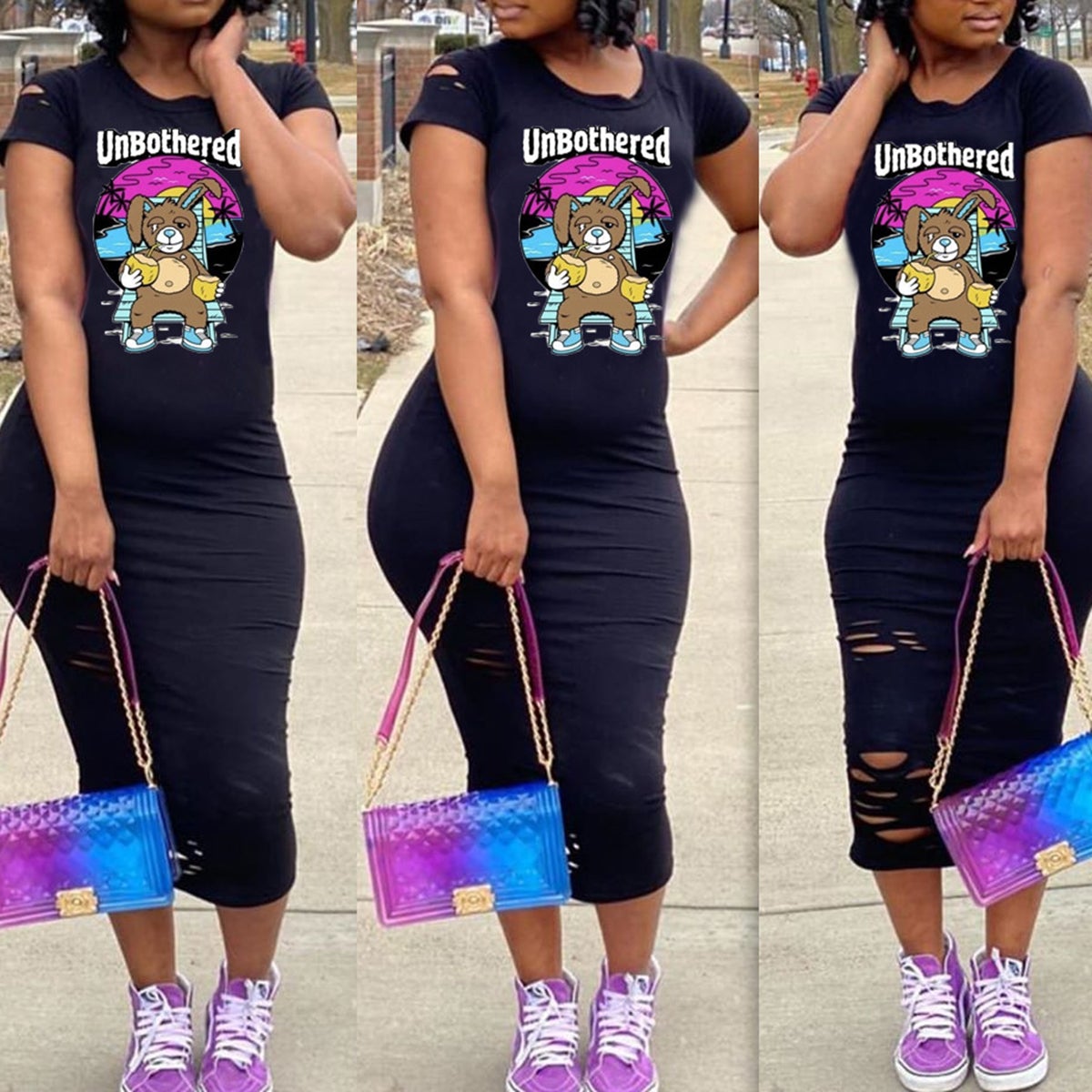 Plus Size Cartoon Print Short Sleeve Dress