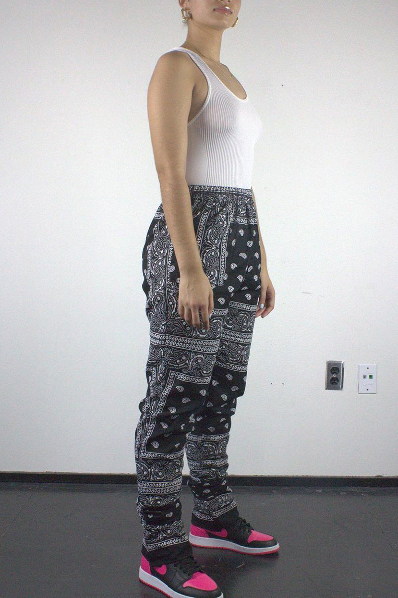 Plus Size Digital Print Pocket Drawstring Waist Pants