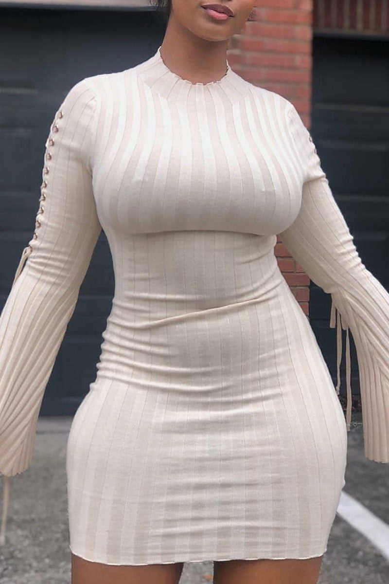 Plus Size Eyelet Detail Lace Up Mini Dress