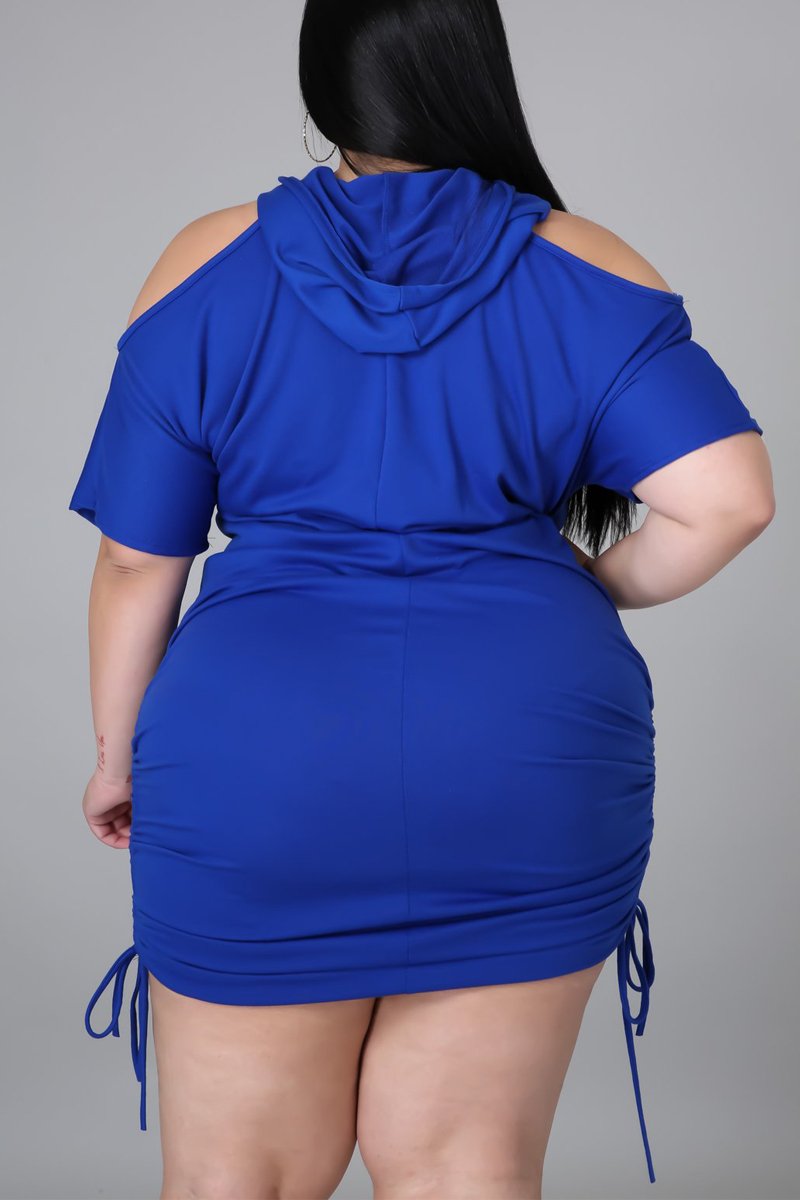 Plus Size Cold Shoulder Hooded Collar Dress
