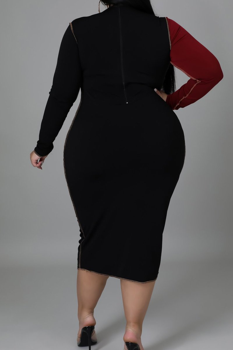 Plus Size Color Patchwork Leopard Print Midi Dress