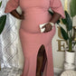 Plus Size Flounced Front Slit Party Maxi Dress