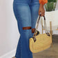 Plus Size Denim Wide Leg Hole High Waist Jeans
