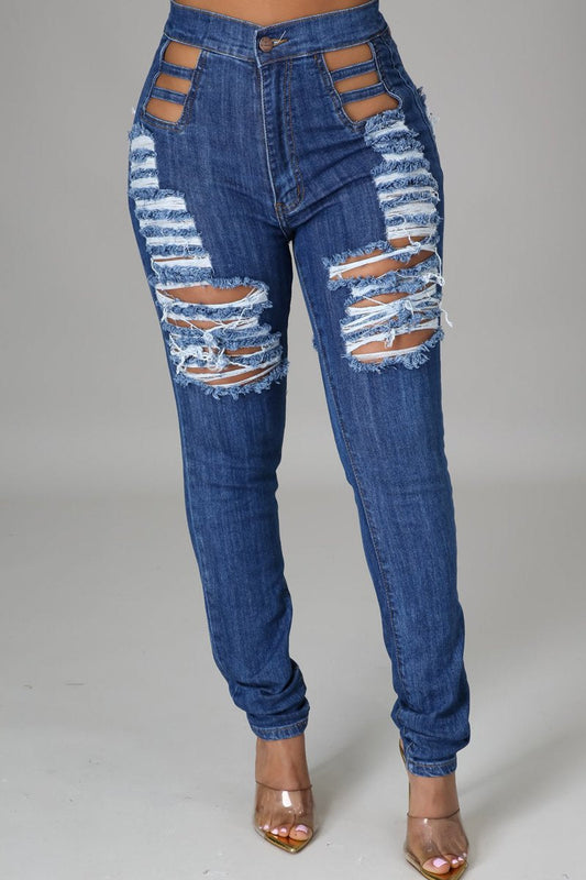 Plus Size Denim Hole Distressed Jeans