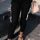 Plus Size Denim Side Bandage Mid Waist Jeans