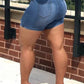Plus Size Denim Star Print Beading Shorts