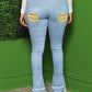 Plus Size Denim Hole Butterfly Print Flared Jeans