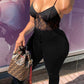 Plus Size Fire Print Denim High Waist Skinny Jeans