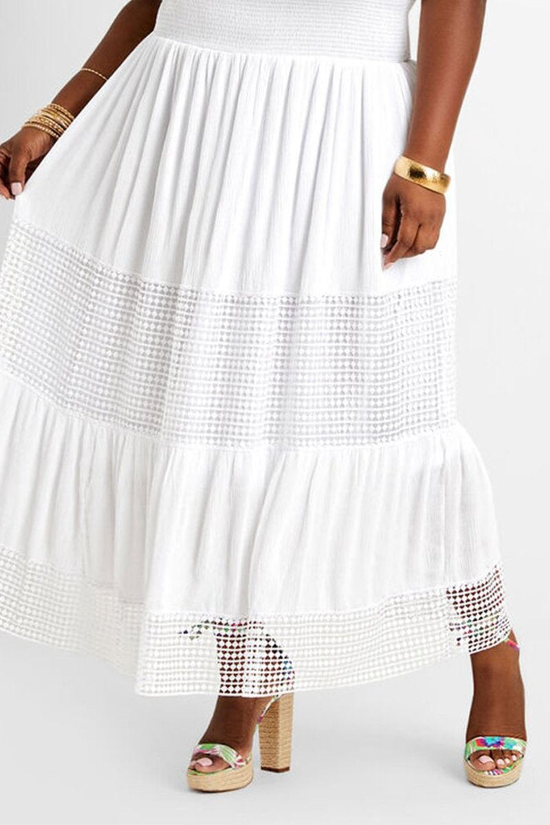 Pleated Plus Size Boat Neck Ruched Maxi Dress