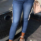 Plus Size Denim Side Bandage Mid Waist Jeans