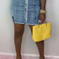 Plus Size Denim Button Up Pocket Skirt