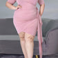 Plus Size Deep V-Neck Puff Sleeve Wrap Dress