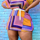 Plus Size Color Block Loose Flared Sleeve Mini Dress