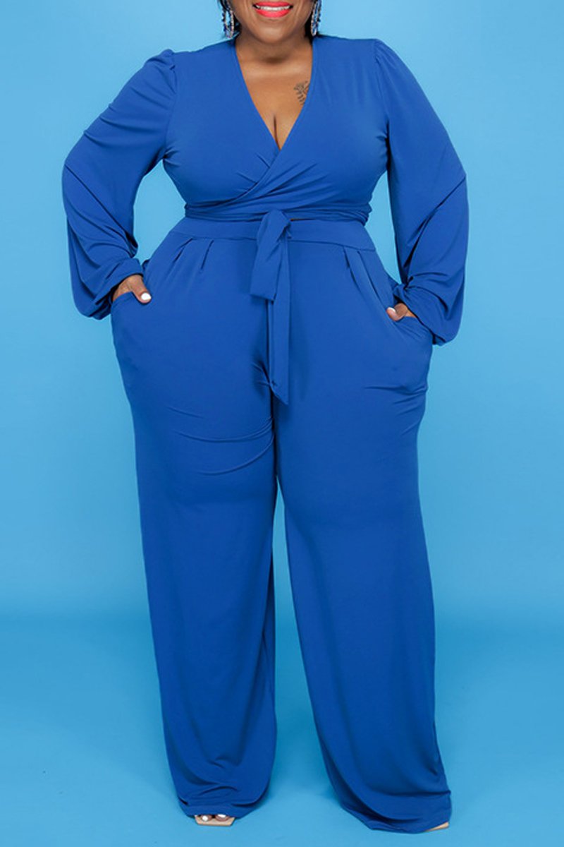 Plus Size Deep V-Neck Strapped Two Piece Sets