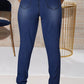 Plus Size Denim Hollow Out Rivet High Waist Jeans