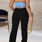 Plus Size Denim Side Slit Bandage High Waist Jeans