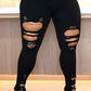 Plus Size Denim Hole Distressed Skinny Jeans