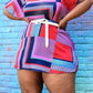 Plus Size Color Block Loose Flared Sleeve Mini Dress