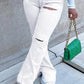 Plus Size Denim Hole Side Slit Flared Jeans