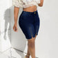 Plus Size Denim Zipper High Waist Pocket Shorts