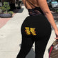 Plus Size Fire Print Denim High Waist Skinny Jeans