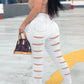 Plus Size Denim Back Hole High Waist Jeans