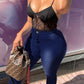 Plus Size Fire Print Denim High Waist Skinny Jeans
