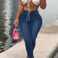 Plus Size Denim Back Hole High Waist Jeans