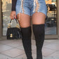 Plus Size Denim Strapped High Waist Shorts