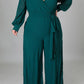 Plus Size Deep V-Neck Strapped Loose Jumpsuit