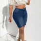 Plus Size Denim Zipper High Waist Pocket Shorts