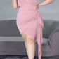 Plus Size Deep V-Neck Puff Sleeve Wrap Dress