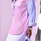 Plus Size Color Spliced Button Up Shirt