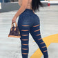 Plus Size Denim Back Hole High Waist Jeans