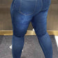 Plus Size Denim Hole Distressed Lace-up Jeans