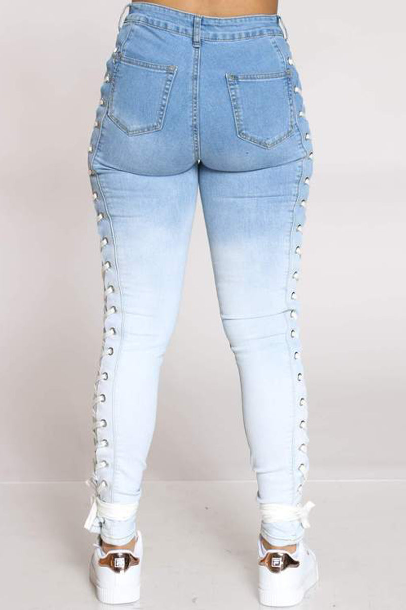 Plus Size Eyelet Detail Bandage Jeans